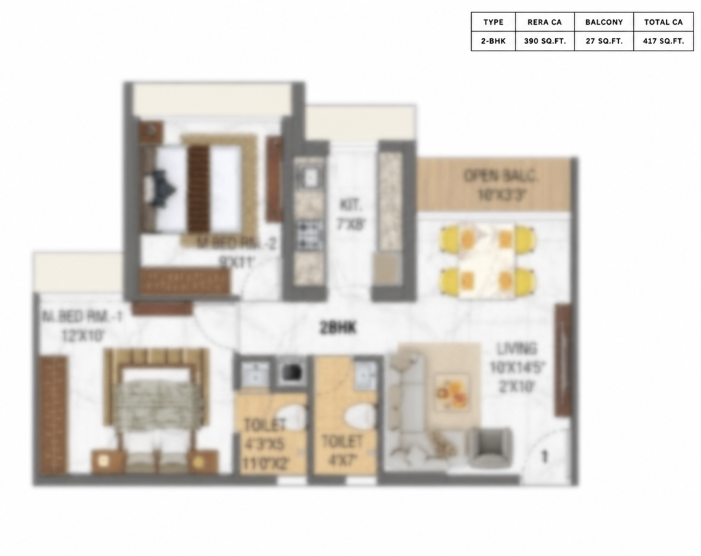 Today Upvan 2BHK floor plan